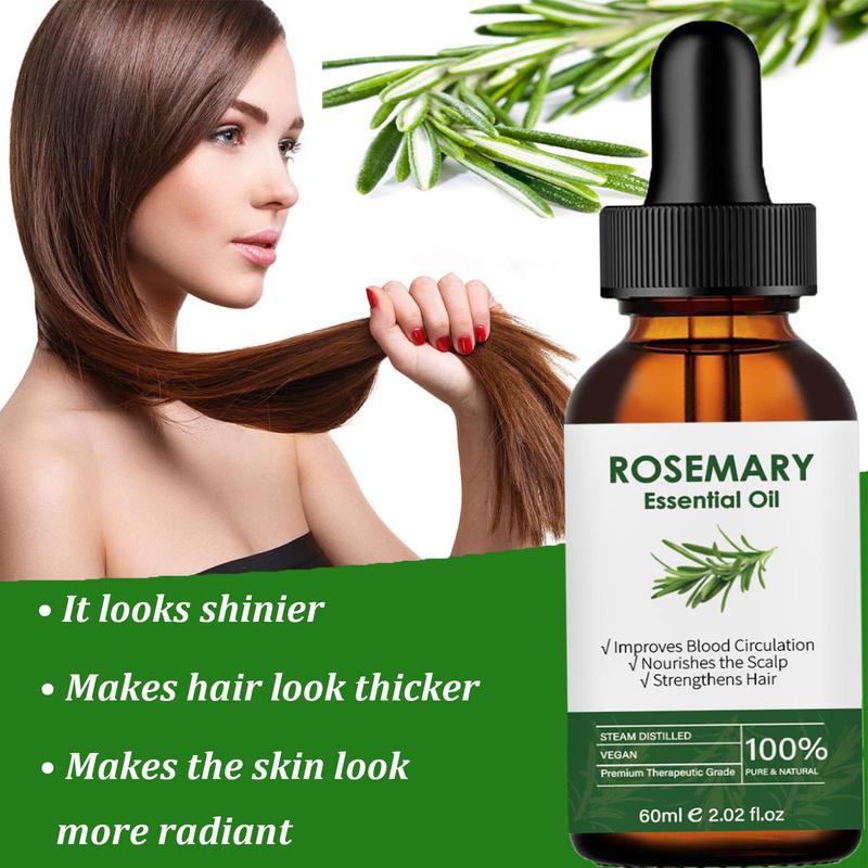 Organic Rosemary Essential Oil for Hair & Skin & Nails, 1 2 Counts Pure & Natural Essential Oil, Body Care Massage Oil for Home & Spa