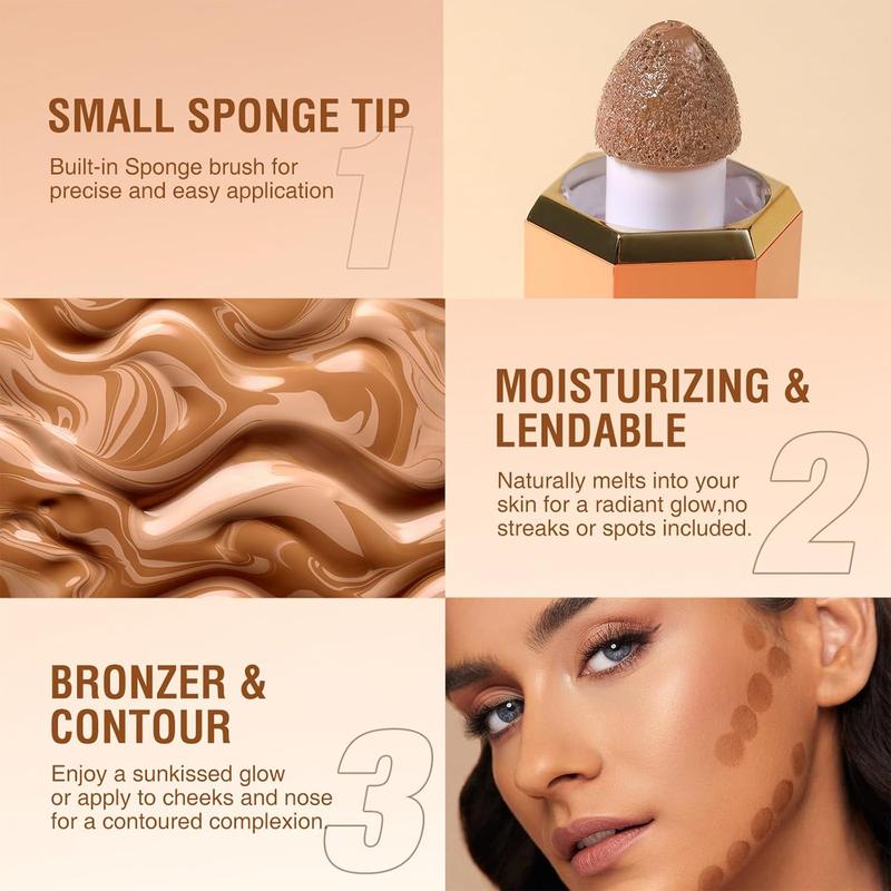 Liquid , Soft  Contour , Liquid Bronzer Face Concealer  Contouring with Cushion Applicator, Long Lasting Silky Face Contour  Bronzer Contouring  (101)