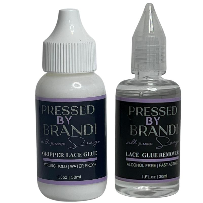 Pressed by Brandi Lace Glue and Remover Bundle, (WHITE)Includes 2 Items, 1.3 oz. Glue, 1oz. Remover, Best Kit for Easy Lace Wig Application and Removal. Waterproof