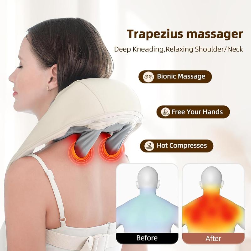 Neck and Shoulder Massager, Back Massager with Heat, Deep Kneading Electric Massage Pillow for Neck, Back Shoulder Foot Body, Christmas Gift, Back Neck Massager