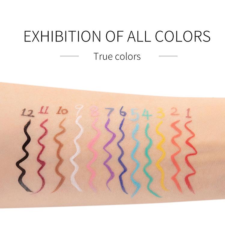 12 Colors Matte Liquid Eyeliner Set Rainbow Colorful Neon Eyeliner Pencil Pigmented Waterproof Smudgeproof Long Lasting Gel Eye Liner Christmas Makeup Gift Kit for Women