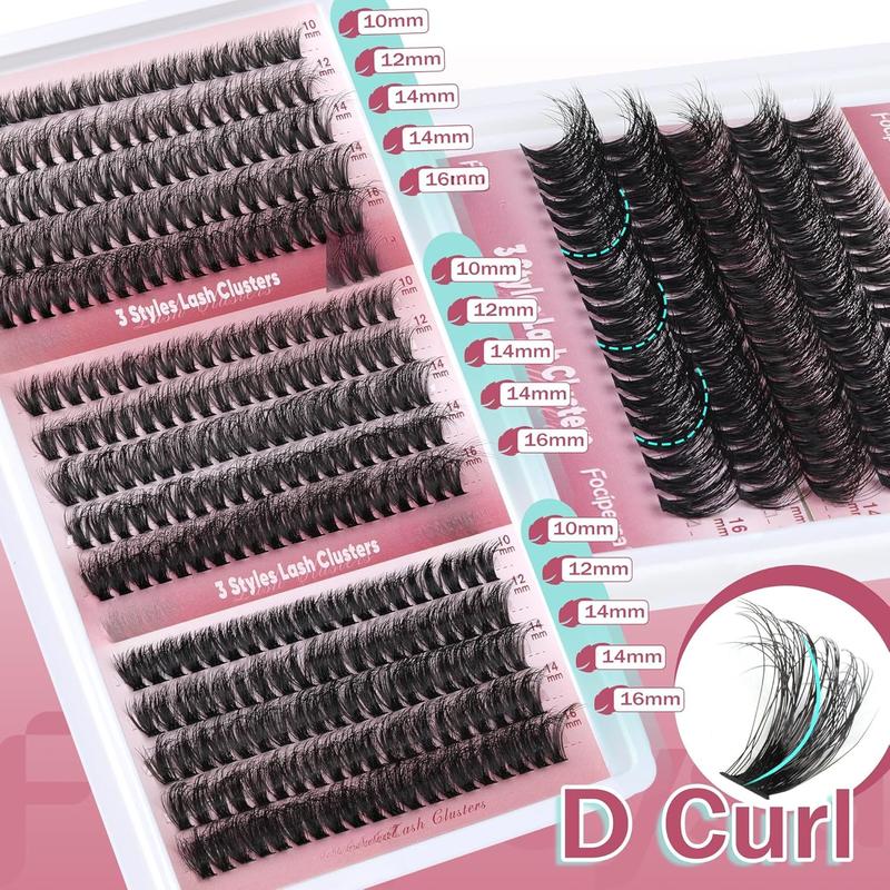 Lash Extension Kit 300 count Lash Clusters Fluffy Eyelash Extension 60D 70D 80D Eyelash Clusters 9-16mm DIY Lash Extensions Kit with Waterproof Lash Bond and Seal and Lash Tweezers