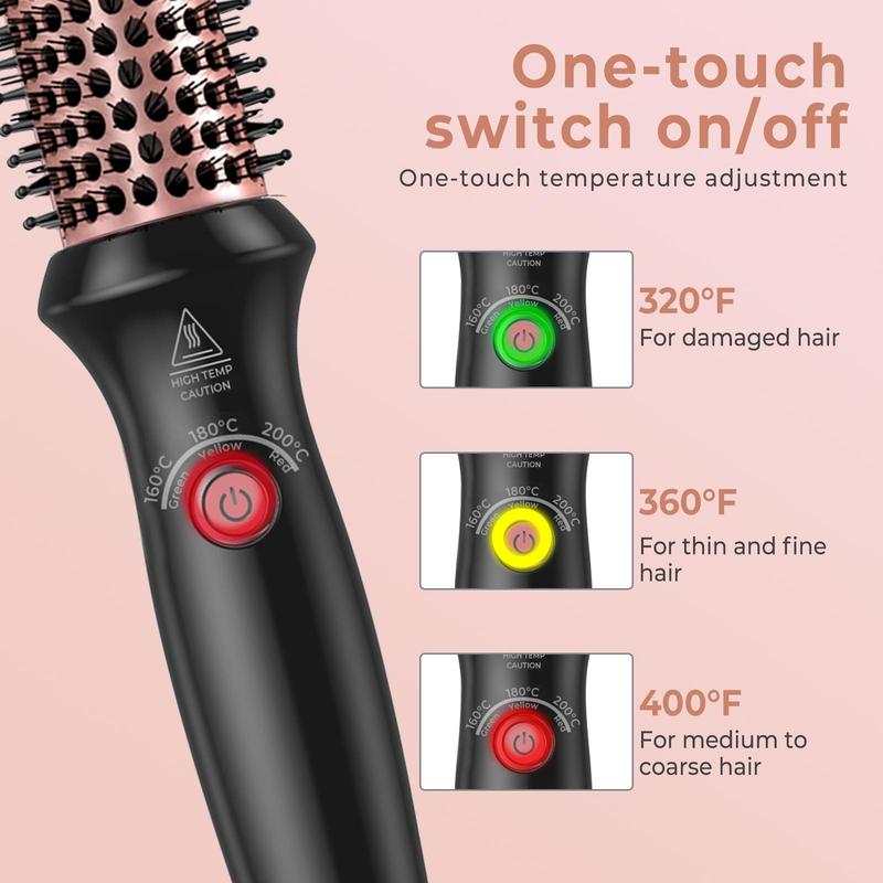 Electric Hair Curler, 1 Box Tourmaline Ceramic Thermal Round Brush, Professional Hair Styling Tool for Home & Salon Use