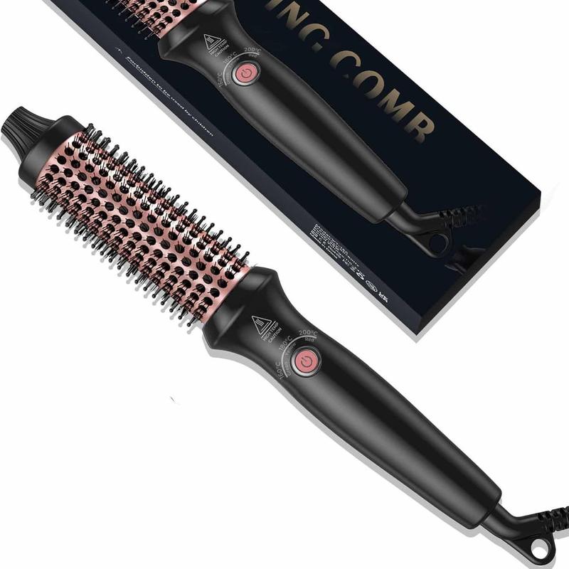 Electric Hair Curler, 1 Box Tourmaline Ceramic Thermal Round Brush, Professional Hair Styling Tool for Home & Salon Use