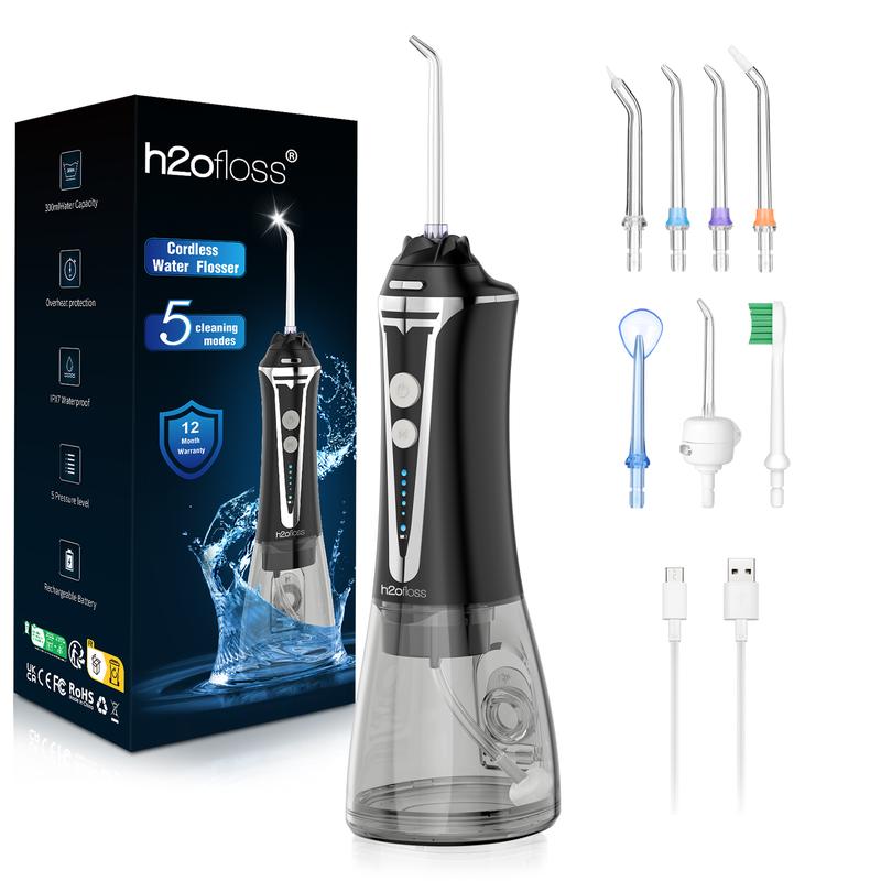 h2ofloss Water Dental Flosser -5 Modes Portable Oral Irrigator Braces Rechargeable & IPX7 Waterproof Teeth Cleaner for Home Travel P11