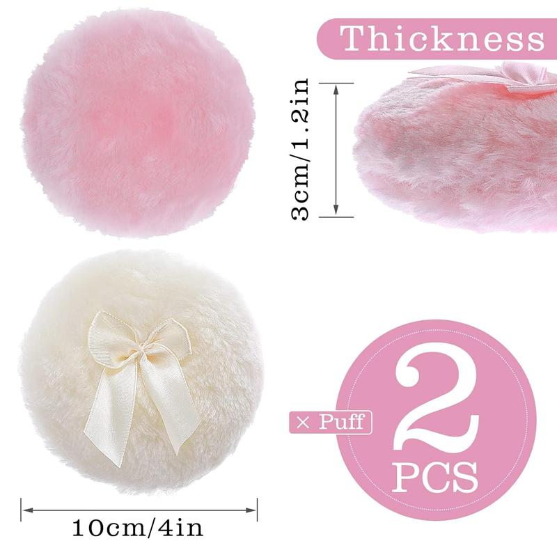 Large Fluffy Powder Puff, 4 Inch Ultra Soft Washable Reusable Velour Face Body Powder Puff Loose Powder Puffs Wet Dry Makeup Tool