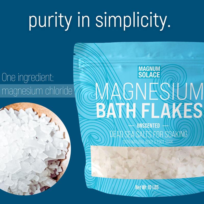 Magnesium Bath Flakes - Magnesium Chloride Flakes - Dead Sea Salts for Soaking, Unscented 10 LBS