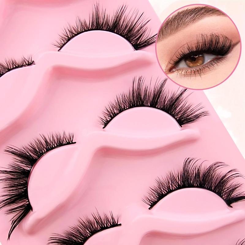 Cat Eye Style False Lash Clusters for 5 Pairs Wispy Cluster Lashes Strip Lashes for Women Girls, Individual Lashes Kits