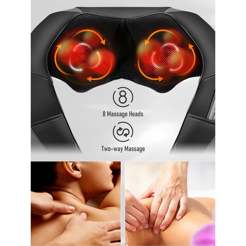 Naipo Shiatsu Back and Neck Massager with Heat Function, Adjustable Intensity, and Versatile Use - Perfect Gift for Wellness - Comfort, Relaxing