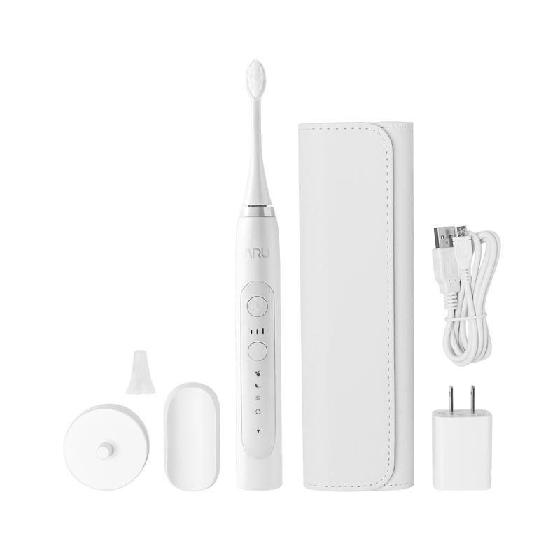 ARU Sonic Toothbrush Starter Kit: Oral Cleansing w  Travel Case, Mirror Mount, Charging Base | Ultra-Soft Bristles for Sensitive Teeth, ADA Approved