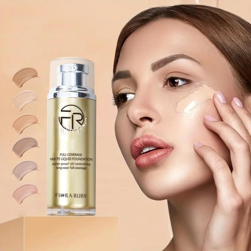 Long-lasting Foundation, Waterproof & Sweatproof Liquid Foundation, Lightweight & Flawless Makeup Base for Women