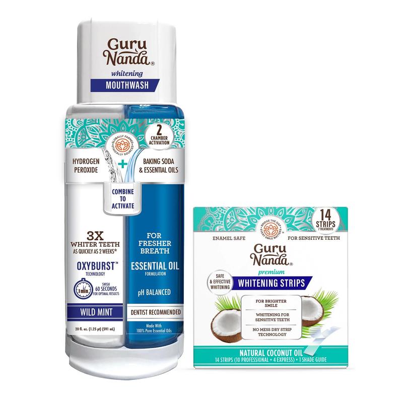 Whitening Wonder - GuruNanda Whitening Strips + Dual Barrel Mouthwash