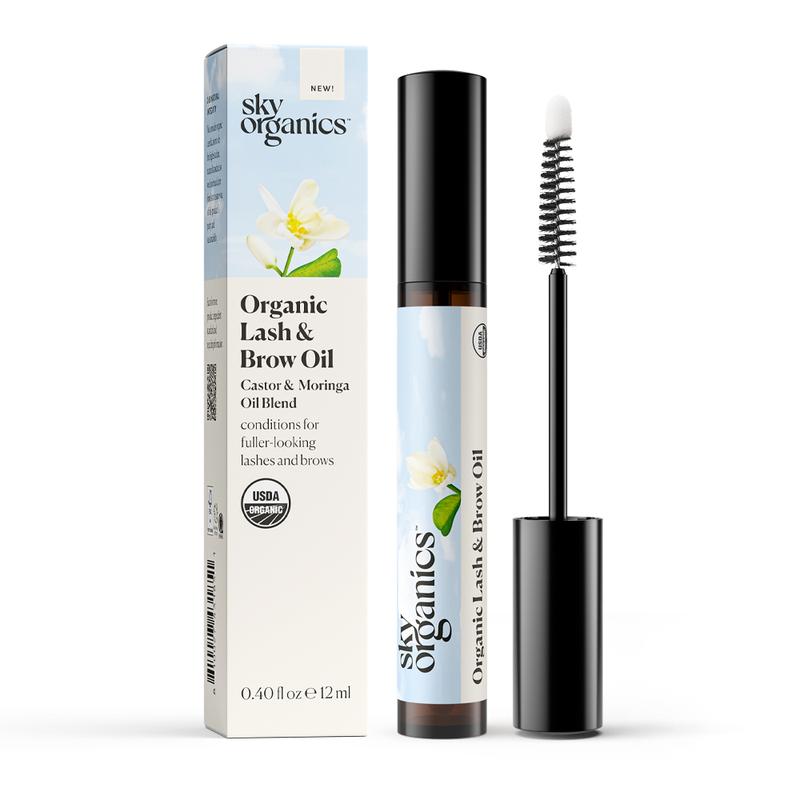 Sky Organics Eyelash Serum, Organic Lash & Brow Oil, Helps Support Thicker, Fuller-Looking Lashes & Brows, Organic Castor Oil, Moringa & Amla Oil