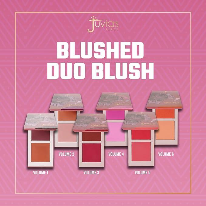 Juvia's Place Blushed Duo Blush Volume5 - Two Tone Pigmented Buildable Pressed Mineral Powder - Rosy Natural Cheeks Matte Fresh Finish for All Skin Color