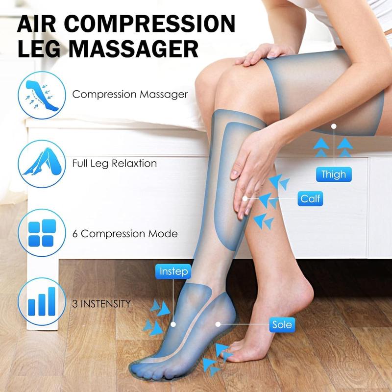 Leg Massager, ARelaxation and Relief with 6 Modes 3 Vibration, air Compression for Circulation, Birthday Thanksgiving Christmas Gifts for Women&Men