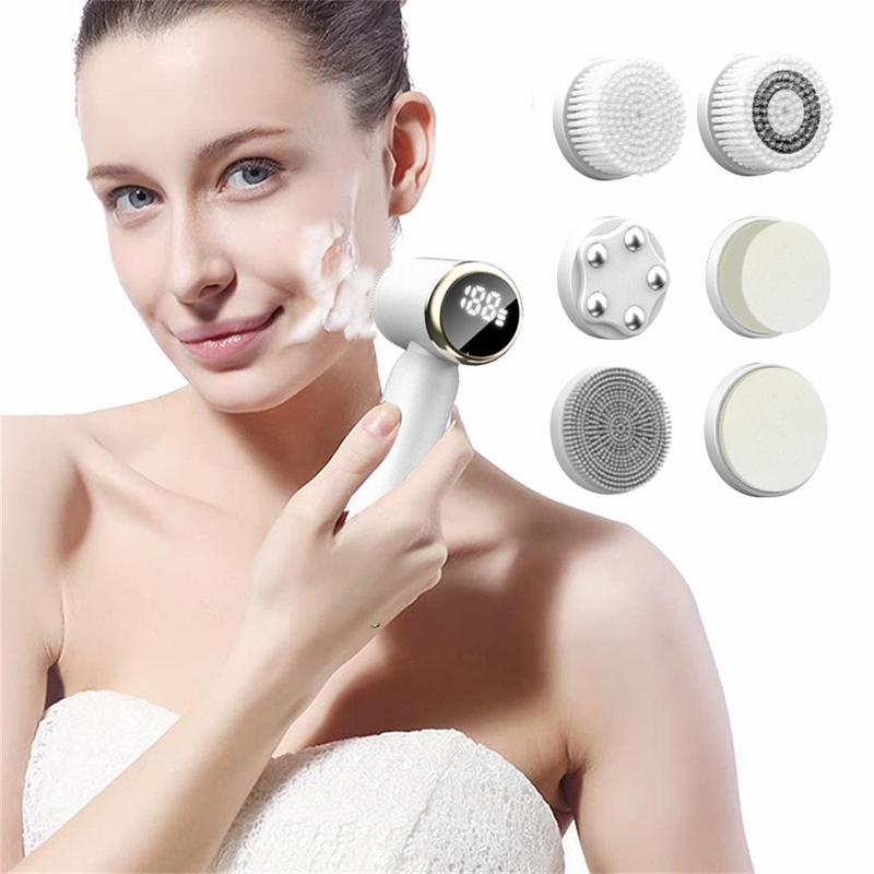 Electric Facial Cleansing Brush, 1 Set Gentle Exfoliating Face Scrubber, Blackhead Cleaning & Massaging Face Brush, Face Exfoliator with Display Screen, Holiday Gift for Women