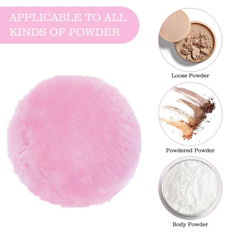 Large Fluffy Powder Puff, 4 Inch Ultra Soft Washable Reusable Velour Face Body Powder Puff Loose Powder Puffs Wet Dry Makeup Tool