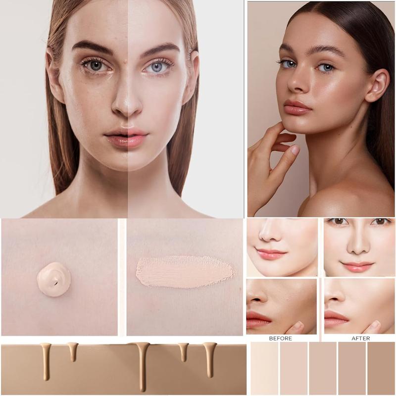 Foundation 4 in 1 - Medium Spectrum, Concealer, Coverage For Compiete Makeup Look Long, Wear Foundation, Cosmetic, Beauty Makeup Concealer, Luxury Grace