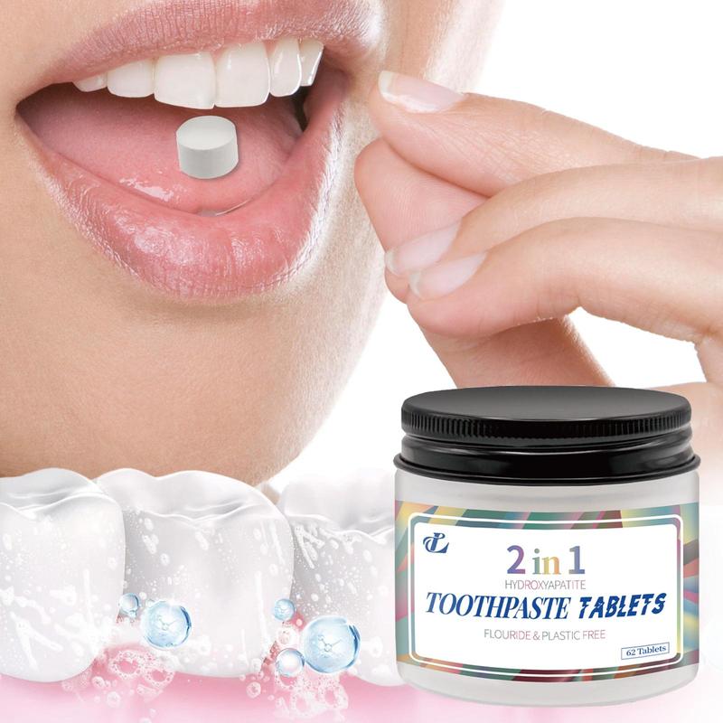 Toothpaste Tablets, Nano Hydroxyapatite, Fluoride & Plastic Free, Eco & Travel Friendly, Remineralize with NHA, 62 Tablets