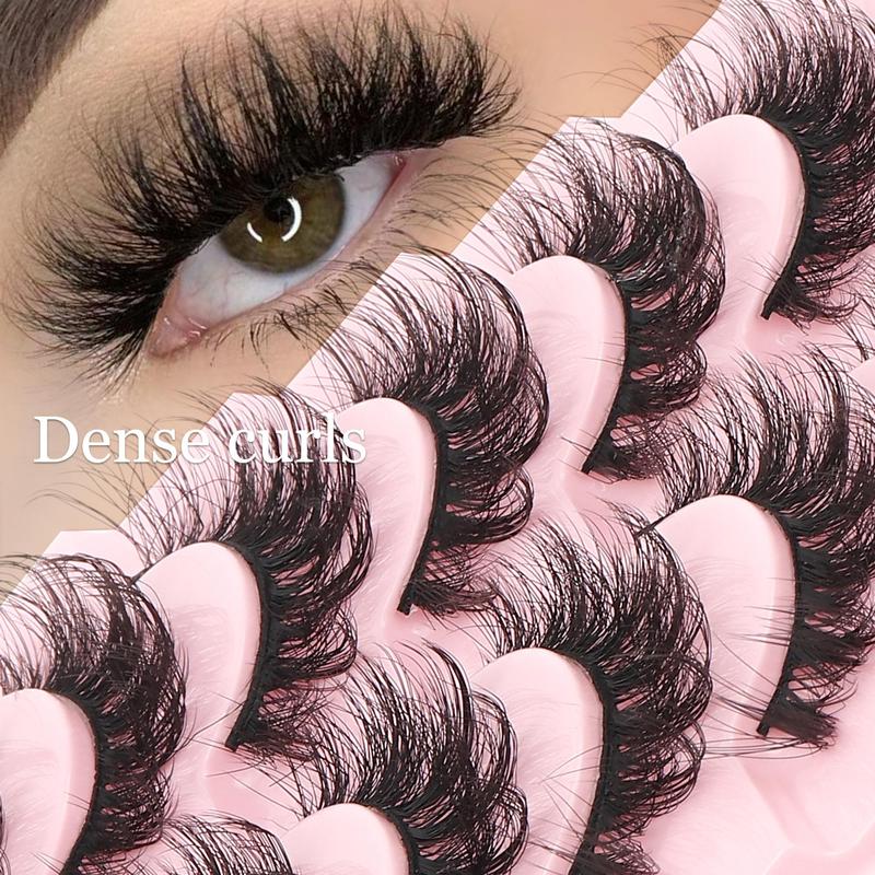 Natural Looking Fluffy False Eyelashes, 10 Pairs Reusable Wispy Faux Cluster Lashes, Volumized False Eyelashes for Women and Girls Eye Makeup Enhancement, Christmas Gift