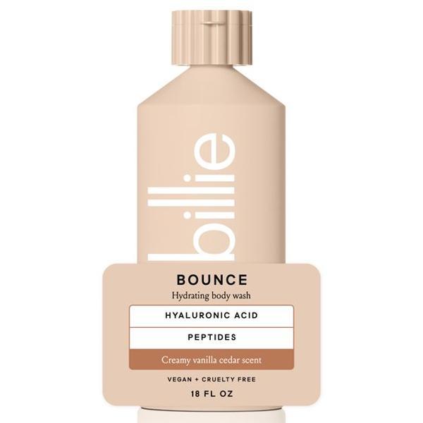 Billie Bounce Hydrating Womens Body Wash, 18 fl oz, Creamy Vanilla Cedar Scent, Vegan, Cruelty Free