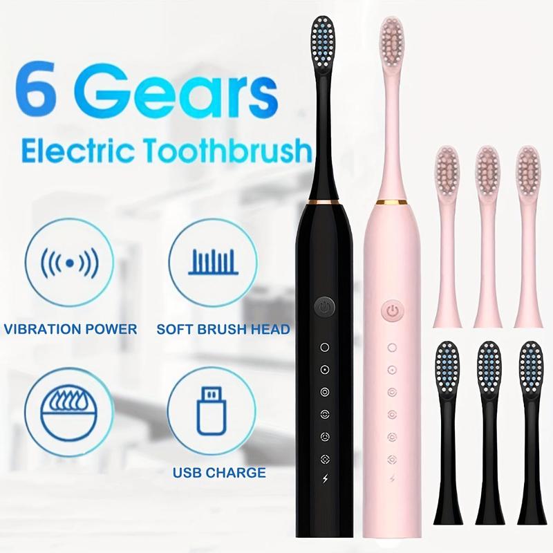 Electric Toothbrush Set, 1 Box Waterproof Rechargeable Toothbrush & Replacement Brush Heads, Oral Care Product for Adults,  Electric Toothbrush