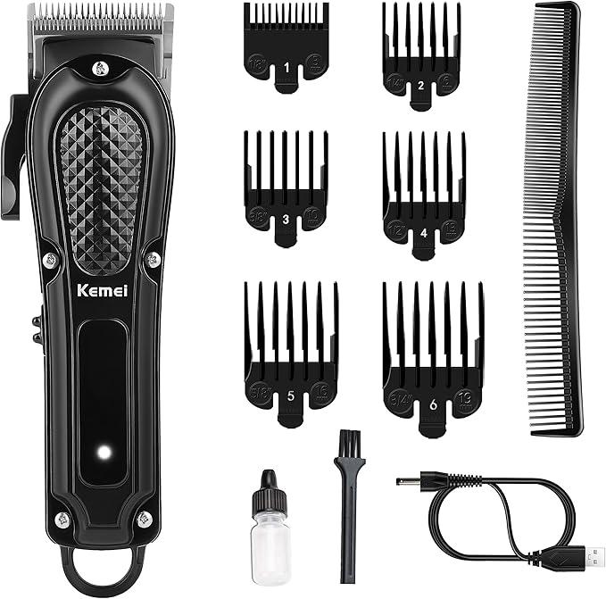 KEMEI Hair Clippers for Men, Professional Barber Clippers for Hair Cutting Cordless&Corded, rechargeable beard trimmer Adjustable Comfort