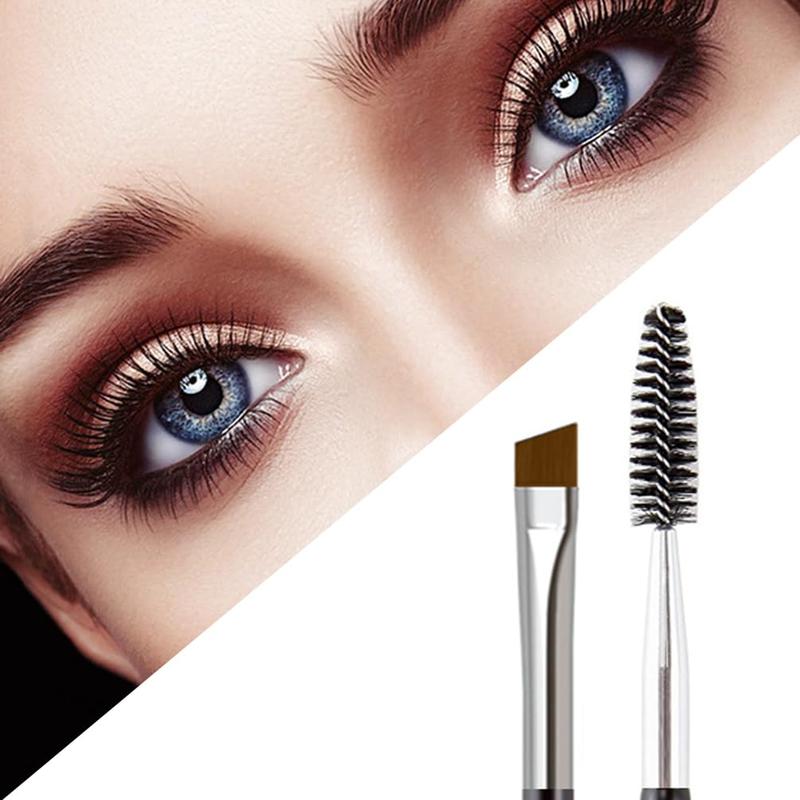 Eyebrow Brush, Professional Dual Angled Eye Brow Brush and Spoolie Brush Eyelash Comb Eyebrow Tool (Black)