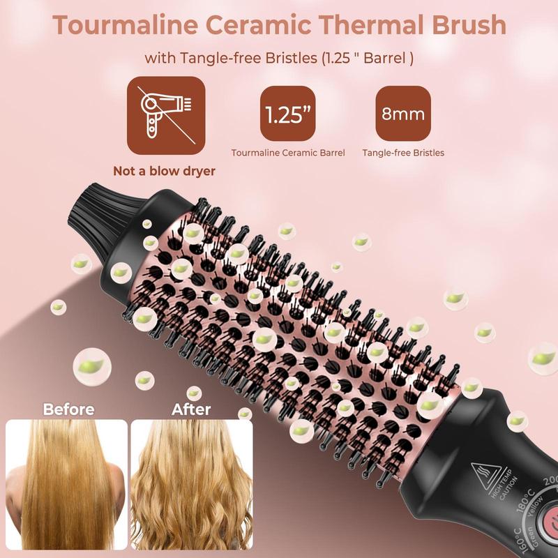 Electric Hair Curler, 1 Box Tourmaline Ceramic Thermal Round Brush, Professional Hair Styling Tool for Home & Salon Use