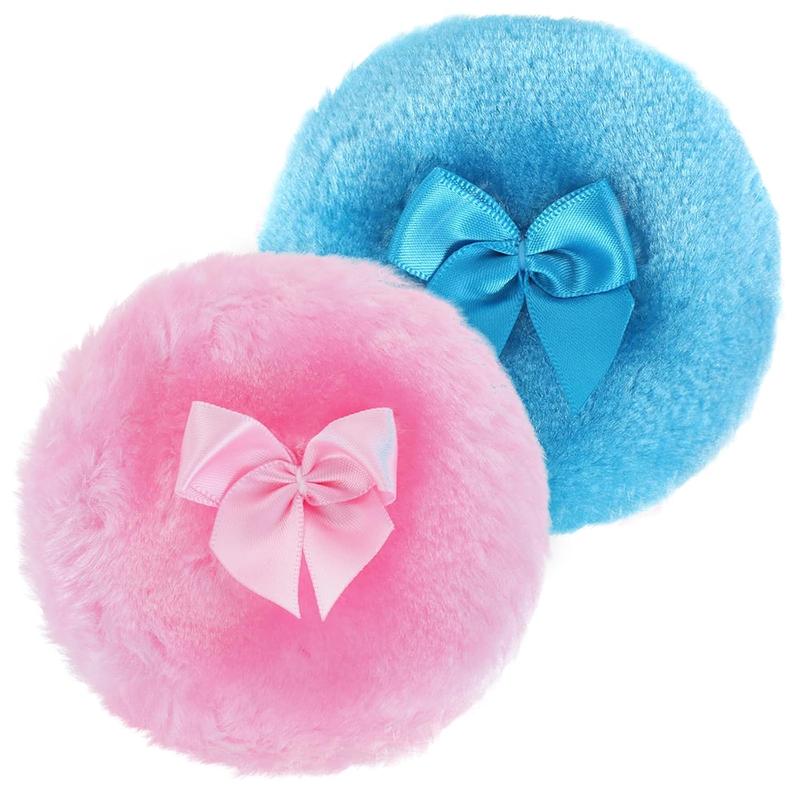 Large Fluffy Powder Puff, 4 Inch Ultra Soft Washable Reusable Velour Face Body Powder Puff Loose Powder Puffs Wet Dry Makeup Tool