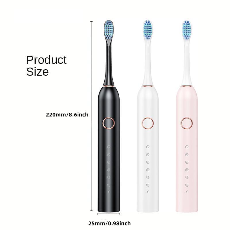 Electric Toothbrush Set, 1 Box Rechargeable Sonic Teeth Cleaning Toothbrushes with 7 Counts Replacement Brush Heads, Oral Care Products for Adults & Kids