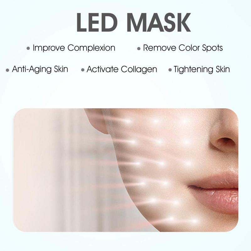 Face Mask with Red Light Therapy, LED Mask Light Therapy for Face and Skin, 3-Colour LED with Near Infrared Light, Care Device for All Skin