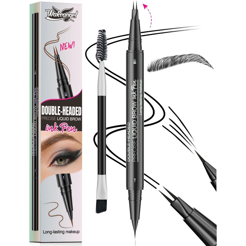 Microblading Eyebrow Pencil - Eyebrow Pencil 2 in 1 Dual-ended Eyebrow Pencil with 2-prong Micro-prong Applicator and Precision Brush for Natural Eyebrow Shape that Lasts All Day