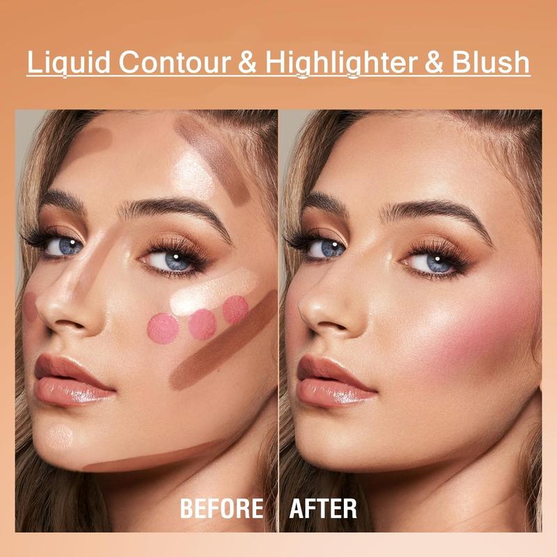 Limited OFFER DEAL:  Liquid Contour with Built-in Sponge Tip for Sculpted Complexion - Long Lasting Natural Buildable Highlighters and Bronzer - Brush, Flawless