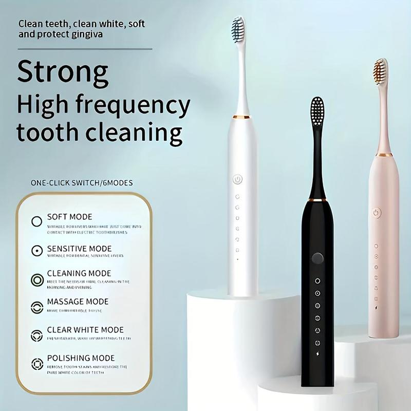 Electric Toothbrush Set, 1 Box Waterproof Rechargeable Toothbrush & Replacement Brush Heads, Oral Care Product for Adults,  Electric Toothbrush