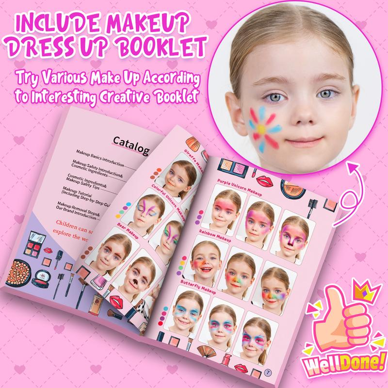 Kids Makeup Kit for Girl, Washable Makeup Girl Toys with Cosmetic Case, Play Real Princess Make Up Beauty Set Toys for 3 4 5 6 7 8 9 10 11 12 Year Old Girls Toddlers Kids Birthday Gifts