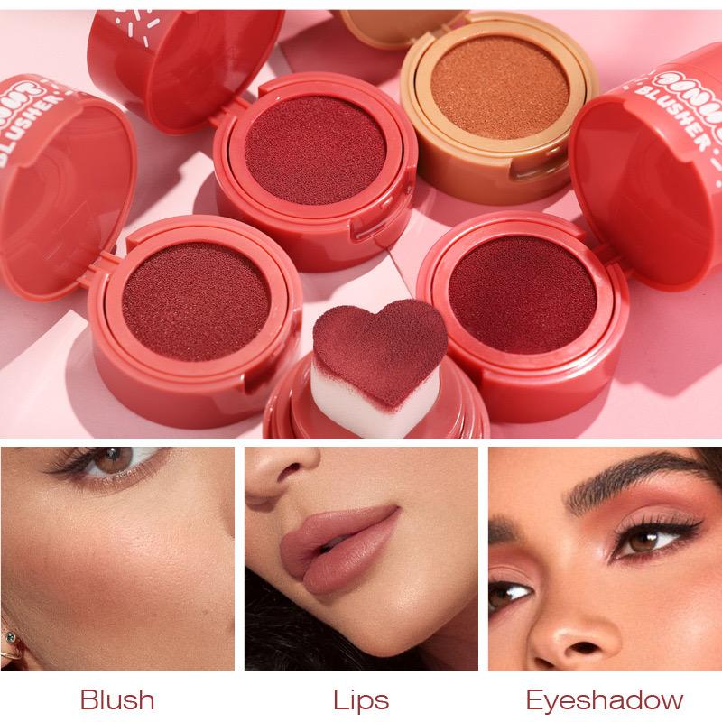 Liquid Blush Makeup with Heart-Shaped for Cheeks, Natural-Looking Face Blush Make up Tint Cheek Stamp Applicator Waterproof Gift for Women