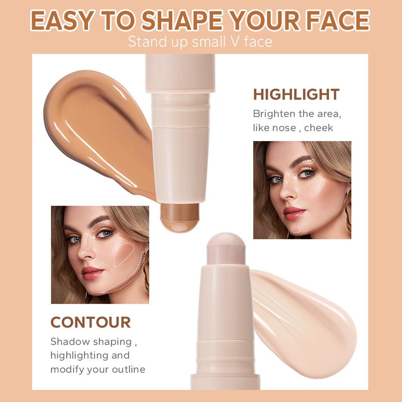 BEAUTY GLAZED Magic Shaper Contour & Glow Stick, 2-in-1 Matte Contour & Shimmering Highlight, Face Shaping & Brightening Make Up, Vegan & Cruelty Free, Buildabie Bronzer MakeupFlawless Cosmetic