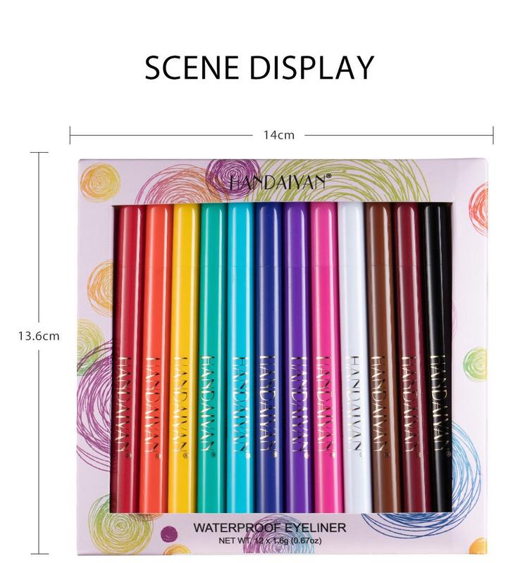 12 Colors Matte Liquid Eyeliner Set Rainbow Colorful Neon Eyeliner Pencil Pigmented Waterproof Smudgeproof Long Lasting Gel Eye Liner Christmas Makeup Gift Kit for Women