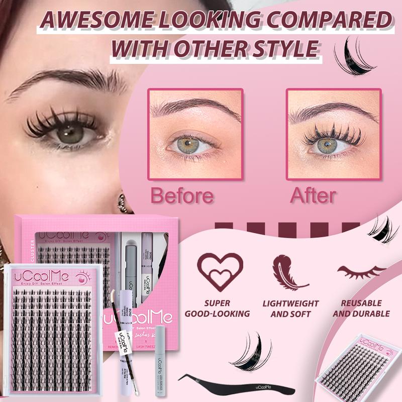 uCoolMe Fairy | Manga C Curl Wet Look DIY Lashes Extension Kit and Lash Clusters 8-18mm | Bond Seal and Remover Eyelash Makeup Eyelashes Cosmetic | Anime Style Lashes Lash Extensions Eyelashes Extensions  Christmas gift