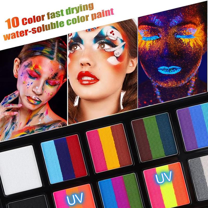 Face Body Painting Set, 16pcs set Face Body Paint Kit with Brushes & Tattoo Templates & Face Gem Sticker, Professional Body Makeup Tools for Party