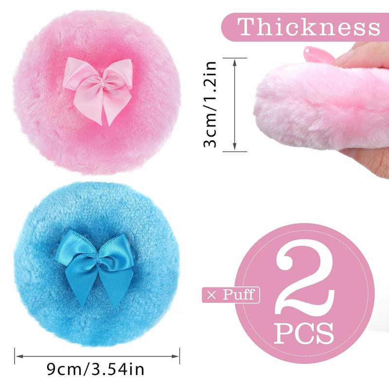 Large Fluffy Powder Puff, 4 Inch Ultra Soft Washable Reusable Velour Face Body Powder Puff Loose Powder Puffs Wet Dry Makeup Tool