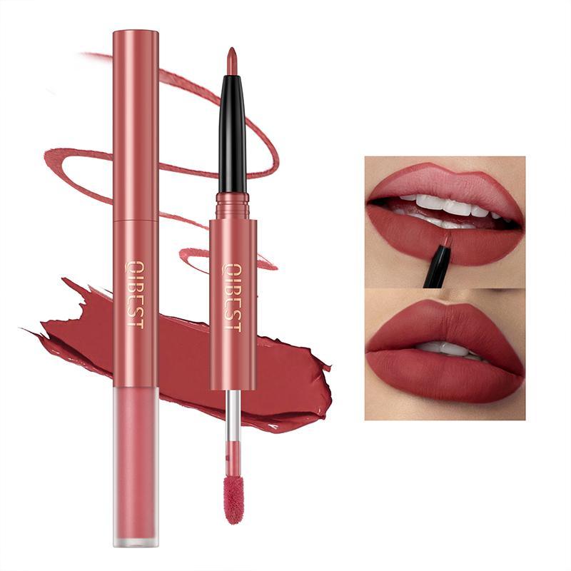 2 In 1 Matte Lipstick & Lip Liner, Waterproof Long Lasting Lip Sticks, Suitable for All Occasions Lip Makeup, Girls & Women Makeup Accessories