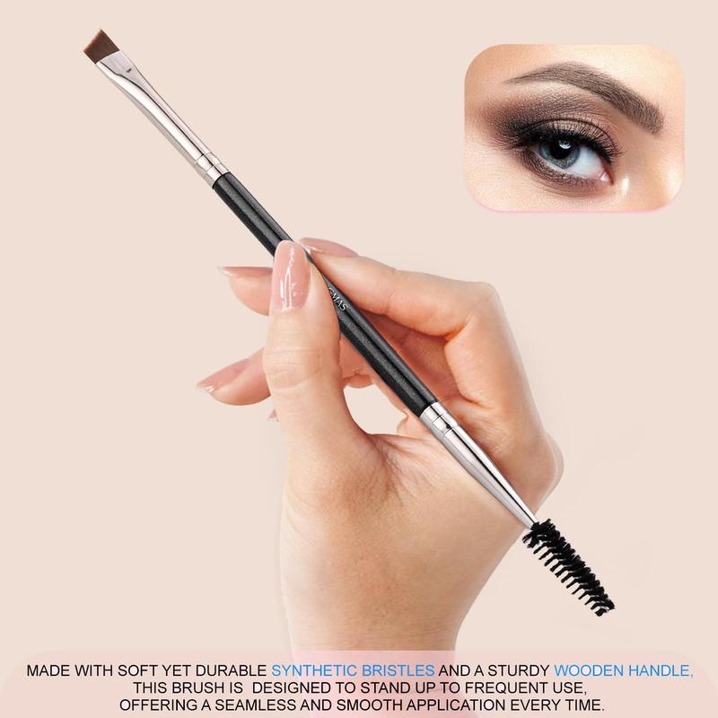 Eyebrow Brush, Professional Dual Angled Eye Brow Brush and Spoolie Brush Eyelash Comb Eyebrow Tool (Black)