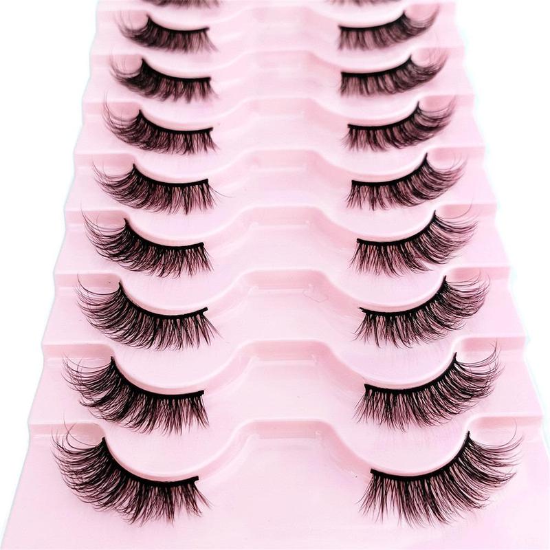 Eyelashes Extensions Half Cut False Eyelashes, 10 Pairs Natural Fluffy Cluster Eyelashes Extensions Kit, Lash Extension Kit for Women, Eyelash Extension Kit, Christmas Gift