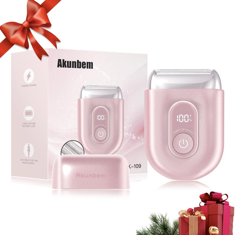 Akunbem Mini Electric Shaver for Women, Portable Waterproof Electric Shaver, Christmas Gift, New Year's Gift, Rechargeable, For Bikini Line, Legs, Underarms and Private Parts, Suitable for Traveling, Office and Business Trips