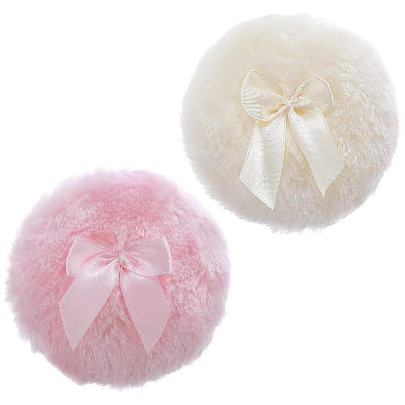 Large Fluffy Powder Puff, 4 Inch Ultra Soft Washable Reusable Velour Face Body Powder Puff Loose Powder Puffs Wet Dry Makeup Tool