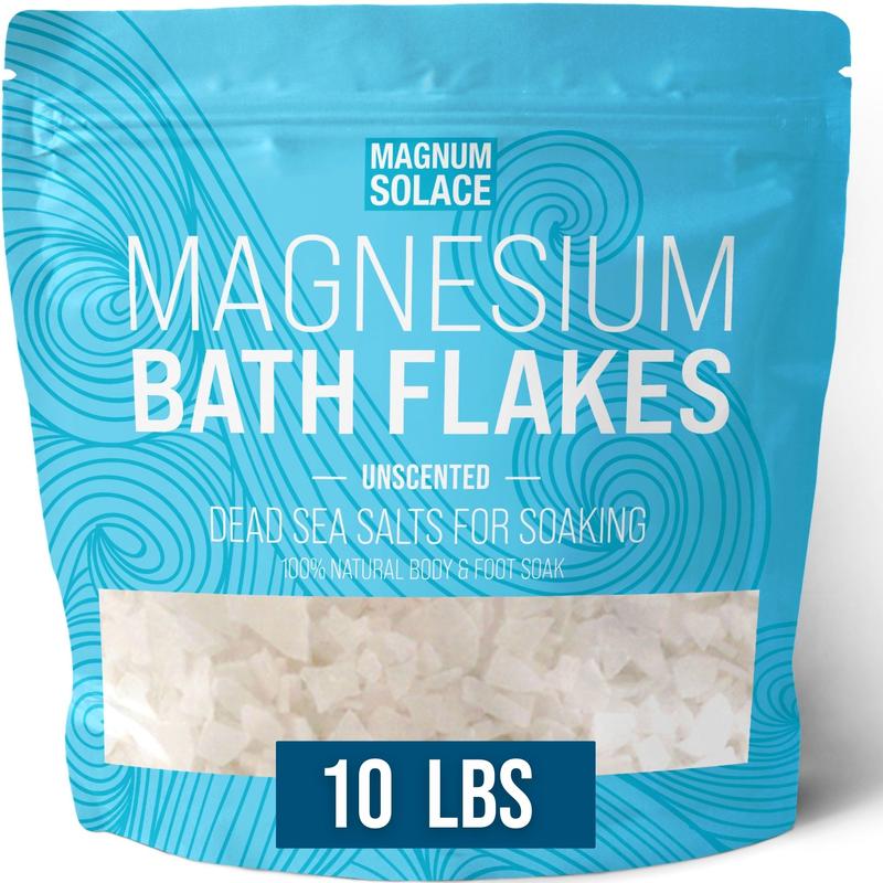 Magnesium Bath Flakes - Magnesium Chloride Flakes - Dead Sea Salts for Soaking, Unscented 10 LBS