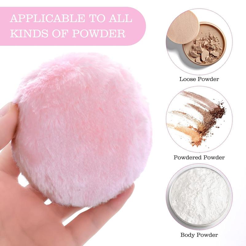 Large Fluffy Powder Puff, 4 Inch Ultra Soft Washable Reusable Velour Face Body Powder Puff Loose Powder Puffs Wet Dry Makeup Tool