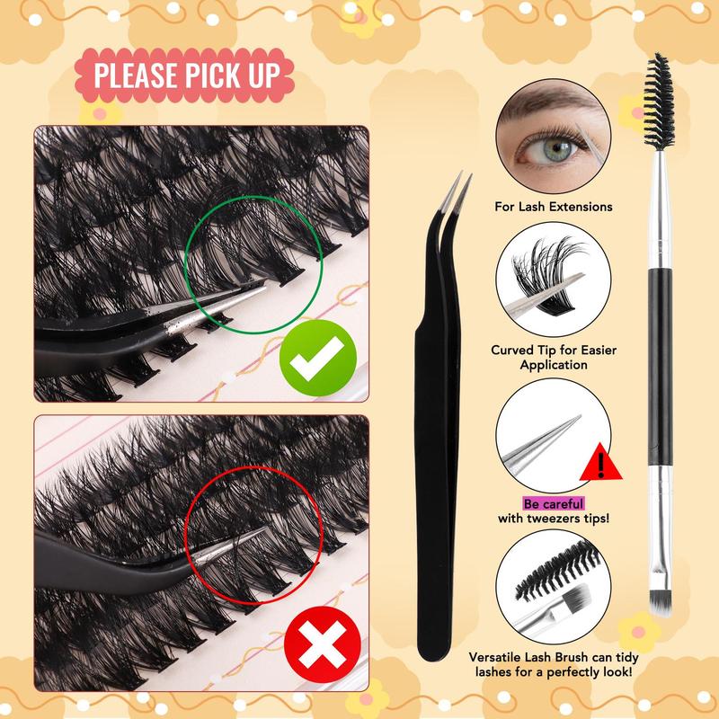 Natural Look Eyelash Extensions Kit, 464 Clusters Mixed Length & Style Individual False Eyelashes with Tools for Eyelashes Extensions, Eye Makeup Accessories for Women & Girls, Christmas, Christmas Gift